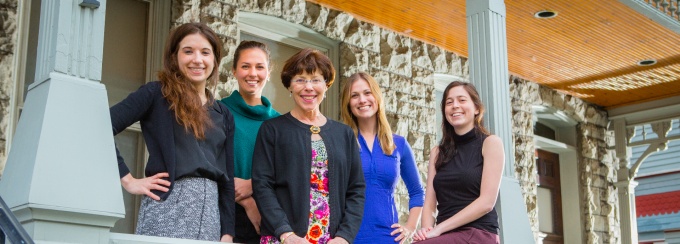 Dr. Kim Griswold with members of the Human Rights Initiative at UB. Photo by Douglas Levere.
