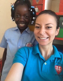 Holly Lavin with a Student in the Dominican Republic.