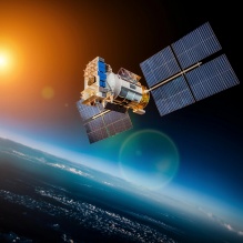 A satellite orbiting Earth.