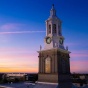 Hayes hall clock tower at sunset. 