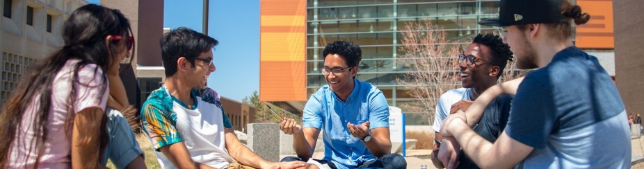 Students outside on UB North Campus.
