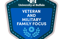 University at Buffalo Veteran and Military Family Focus badge. 