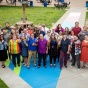 Members of the LGBTQ Faculty and Staff Association pose for a photo at Progress Pride Paths. Photo: Meredith Forrest Kulwicki. 