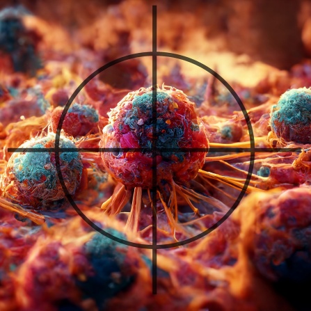 cancer cells in the cross hairs. 