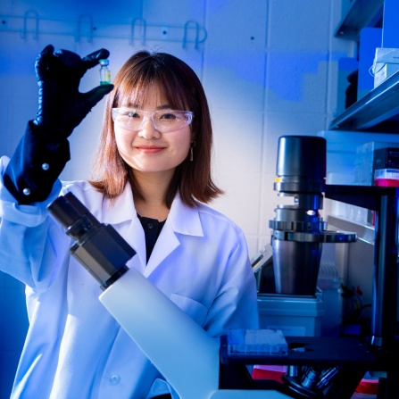 Portrait of Biomedical Engineering Faculty Jonathan Lovell in Bonner Hall Photographer: Douglas Levere 2014.