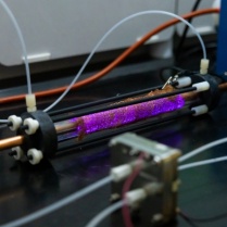 A plasma-electrochemical reactor developed by the team of UB faculty member Chris Li can convert nitrogren in the air into ammonia without a carbon footprint. Photo: Douglas Levere.