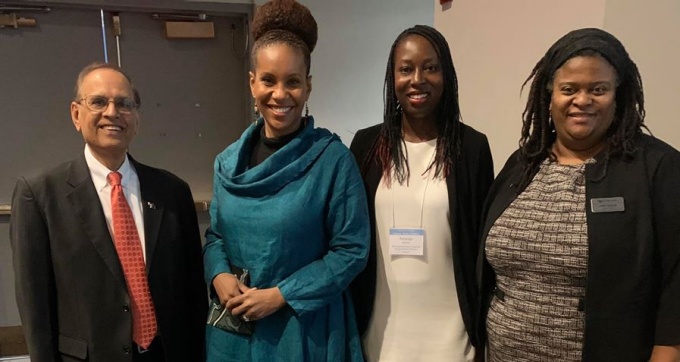 President Satish K. Tripathi, Dr. Tonya Matthews, Dr. Anyango Kamina, and Dr. Letitia Thomas.