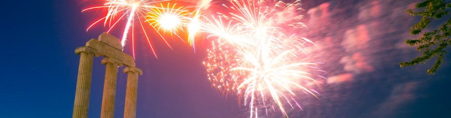 July 4th Fireworks Display Over Lake LaSalle to Celebrate Independence Day Photographer: Douglas Levere.