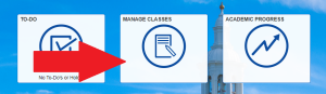 Zoom image: Arrow pointing to Manage Classes tile