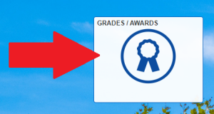 Zoom image: Arrow pointing to Grades / Awards tile