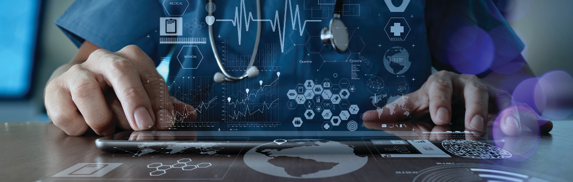 Medical professional using AI technology.