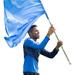 Marching band flag twirler.
