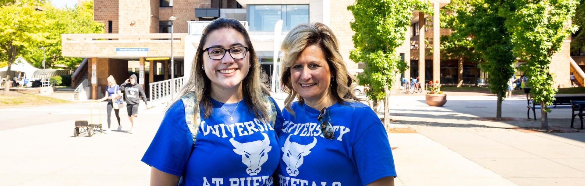 Students move into the Ellicott Residence Hall Complex via The Landing on North Campus in late August 2025. Photographer: Meredith Forrest Kulwicki.