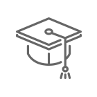 Line drawing of a graduation mortarboard with a tassel.