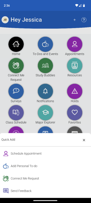 Navigate Mobile App Landing Page with Drop Down menu options. 