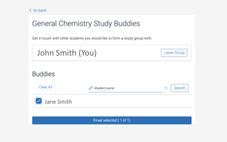 Zoom image: screen shot of page to email other students who have opted in to Study Buddies