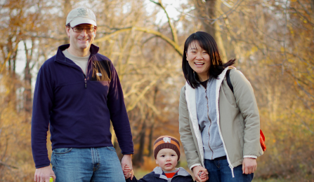 Ken Shockley, associate professor of philosophy and academic director of UB's sustainability academy, and his family.