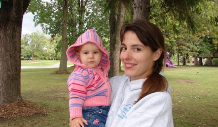 Sara Metcalf, UB associate professor of geography, and daughter Alex.