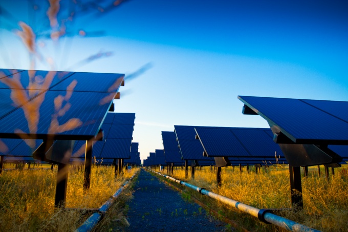 The UB Solar Strand at Sunset on North Campus Photograph: Douglas Levere.