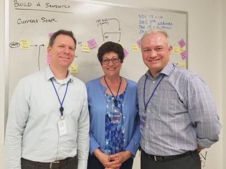 From left, TCIE’s Operational Excellence Director Peter Baumgartner with continuous improvement instructors from Stony Brook University, Teresa Goodfellow and Certified Six Sigma Black Belt Robert Kalbach.