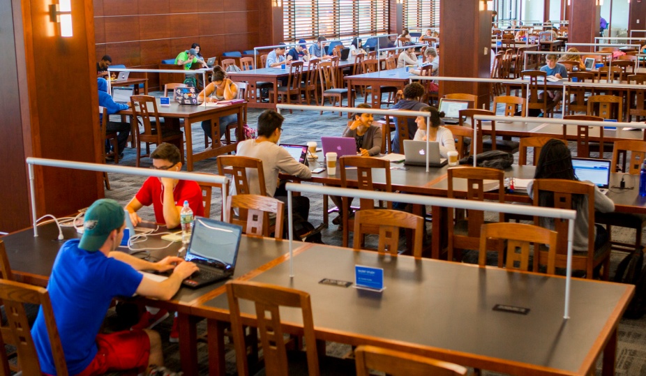 Study tables in Silverman Library. 