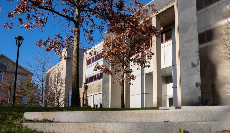 Exterior photo of Squire Hall. 