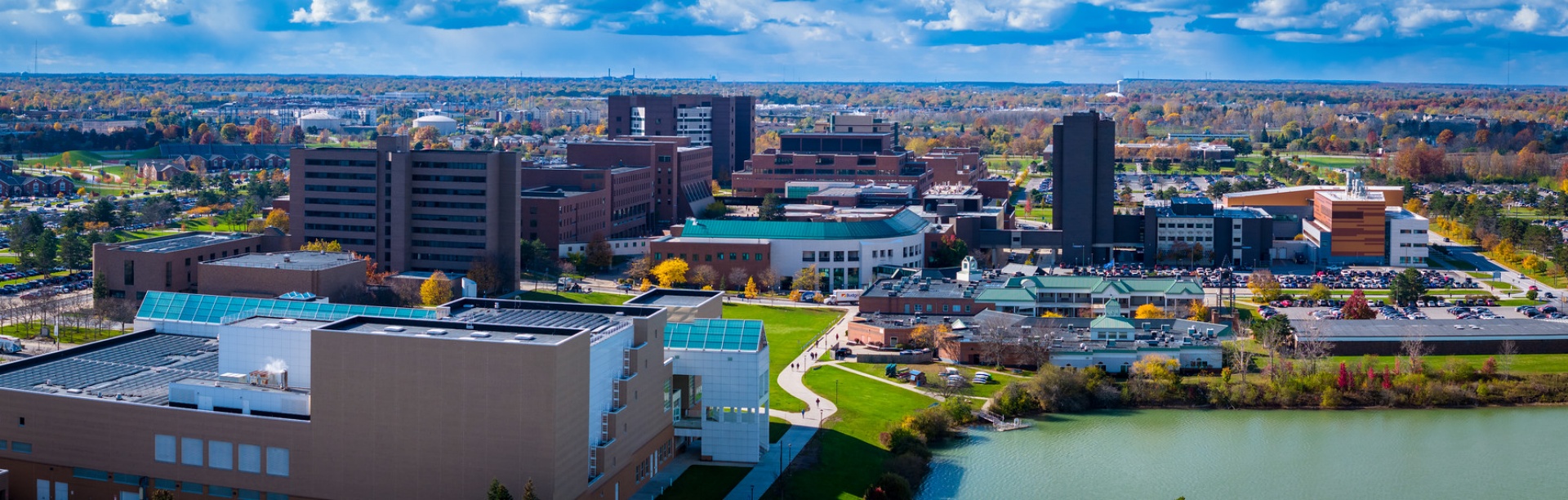 Wide aerial photo of UB's north campus. 