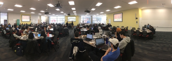 wide angle view of the participants at the region's first Blockchain Buildathon.