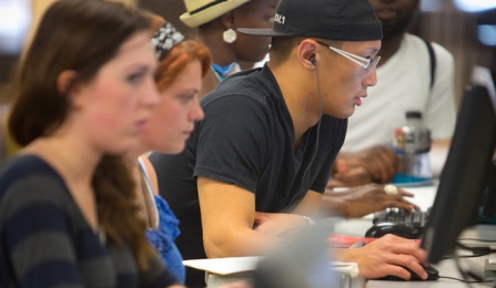students working at the CIT Computing Stations on North Campus.