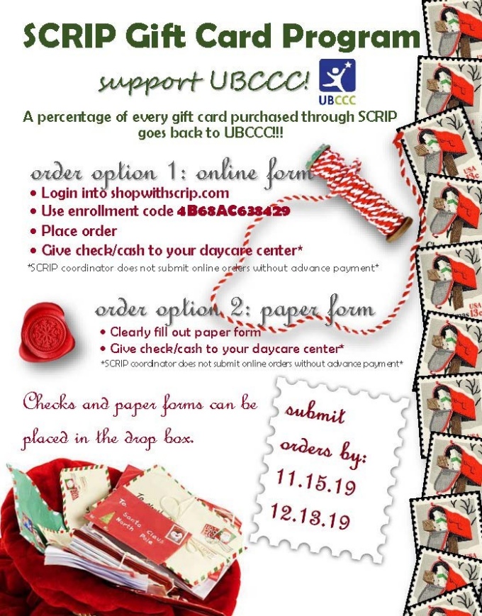 Holiday 2019 SCRIP flyer.