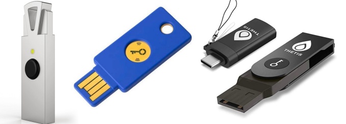 HyperFIDO Titanium Fido 2, Security Key by Yubico, or Thetis Fido Security Key with Type C Adapter.