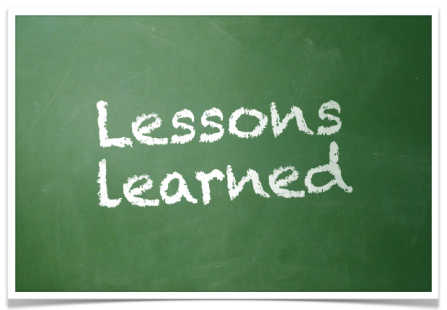 lessons leaned written on chalkboard. 