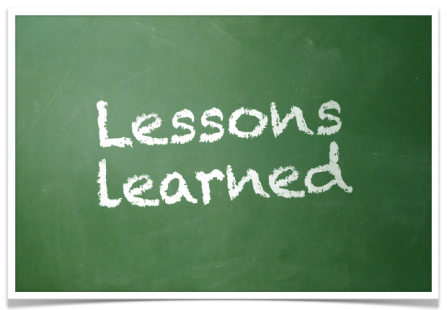 lessons leaned written on chalkboard.