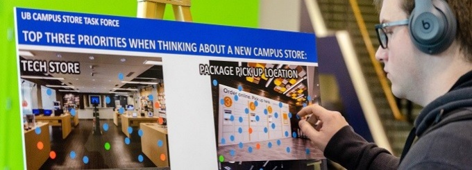 student participates in a focus group activity.