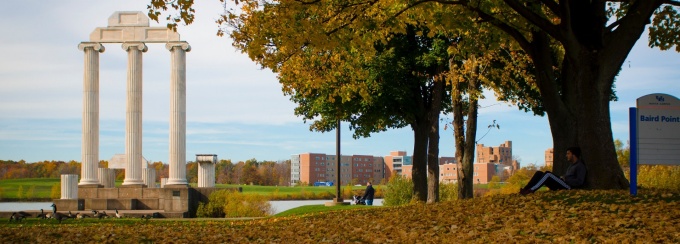 Fall scene on the North Campus near Baird Point.