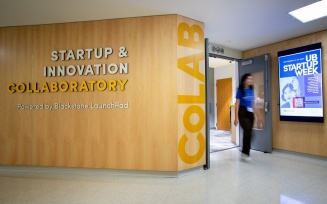 Zoom image: outer entrance of the Startup and Innovation CoLab space.