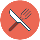 crossed fork and knife icon.