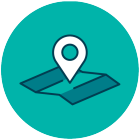 Map with pointer icon.