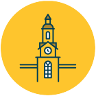 Academic building icon.