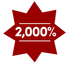 The number 2000% in a red star.