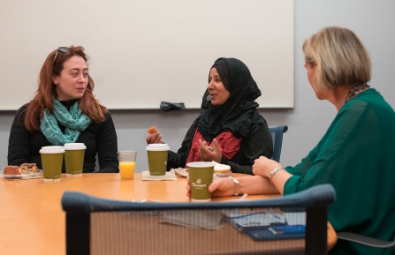 students at WiSE and Shine breakfast meeting.