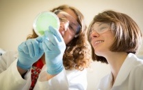 female STEM graduate students in a lab.